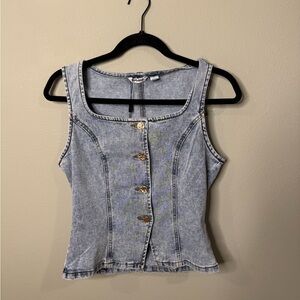 Vigoss Light Blue Denim Sleeveless Blouse